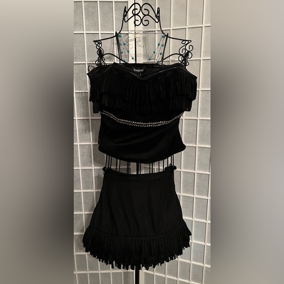 BEBE Lahela Fringe Top & Lahela Fringe Skirt Set NWT - Picture 2 of 10